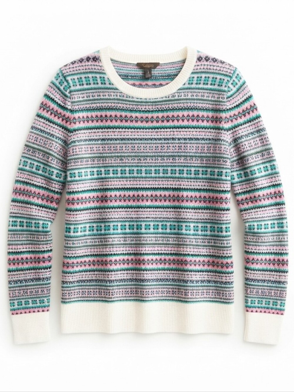Talbots Fair Isle Pattern Pullover Sweater Multi-Color Petite LP